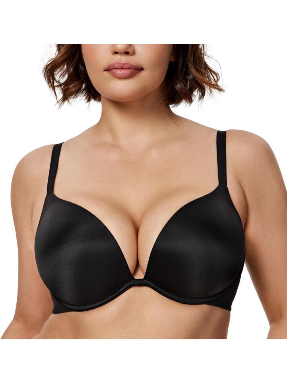 Push Up Deep V Plunge Underwire T-Shirt Bra - Multiway, 2 Cups Up, Comfort Fit